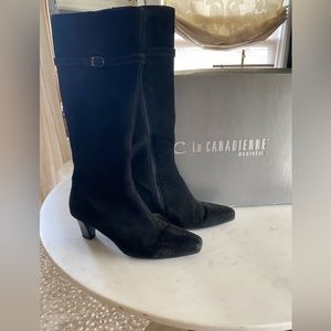 La Canadienne black suede boots